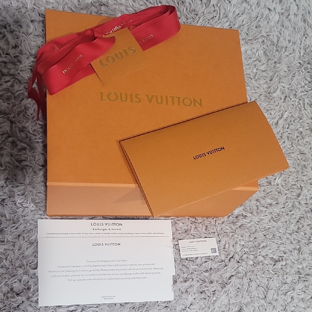 Louis Vuitton Orange Gift Box with Red Ribbon